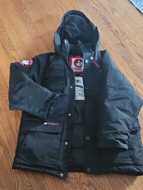 Canada Weathergear Weatherproof Black Parka Jacket with Hood Size Small (8) Kids